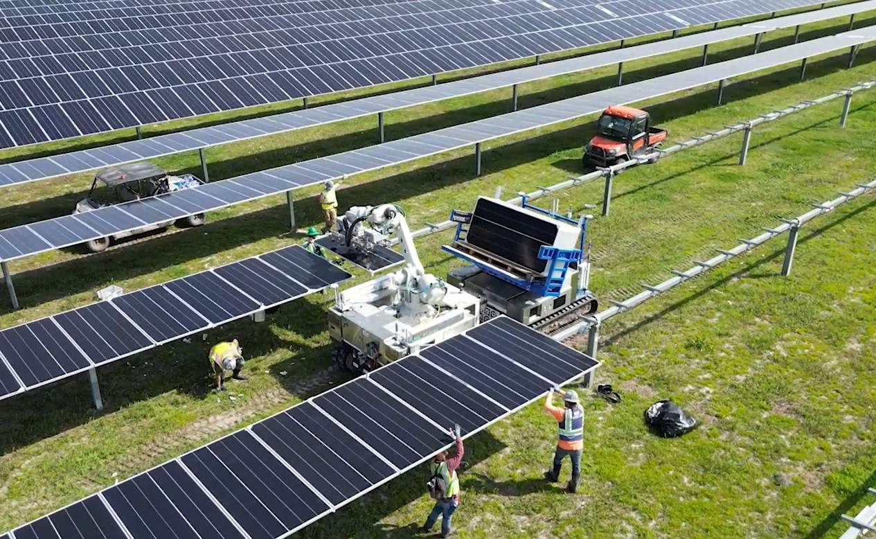 utility scale solar construction robotics